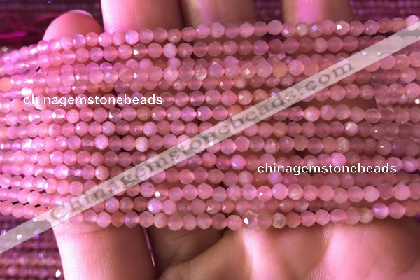 CTG719 15.5 inches 3mm faceted round tiny peach moonstone beads