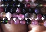 CTG725 15.5 inches 3mm faceted round tiny tourmaline beads