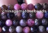 CTG726 15.5 inches 4mm faceted round tiny tourmaline beads
