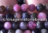 CTG727 15.5 inches 5mm faceted round tiny tourmaline beads