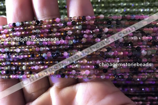 CTG729 15.5 inches 2mm faceted round tiny tourmaline beads