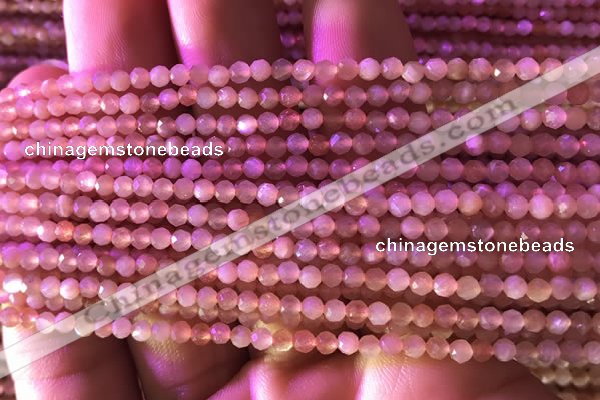 CTG738 15.5 inches 4mm faceted round tiny sunstone beads