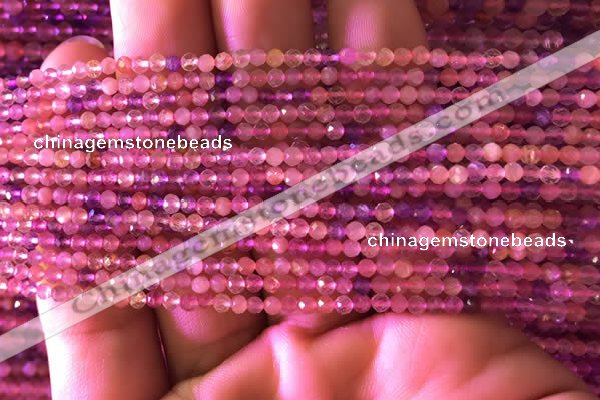 CTG740 15.5 inches 2mm faceted round tiny mixed quartz beads