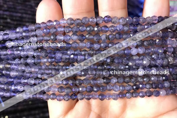 CTG755 15.5 inches 4mm faceted round tiny iolite gemstone beads