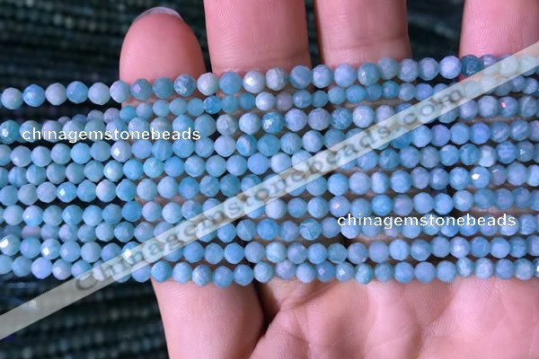 CTG766 15.5 inches 4mm faceted round tiny amazonite gemstone beads