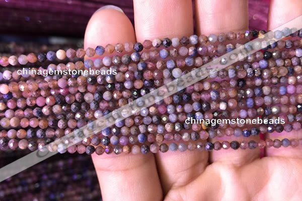 CTG797 15.5 inches 2mm faceted round tiny ruby sapphire beads