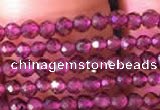 CTG802 15.5 inches 2mm faceted round tiny red garnet beads