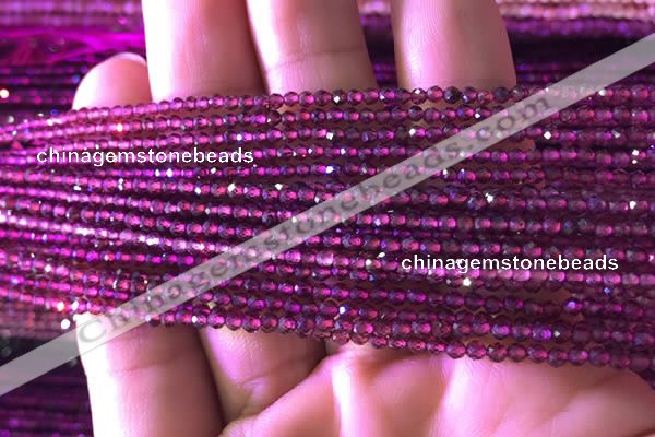 CTG804 15.5 inches 2mm faceted round tiny purple garnet beads