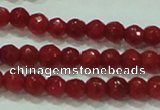 CTG81 15.5 inches 2mm faceted round tiny red coral beads wholesale