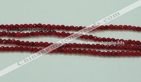 CTG81 15.5 inches 2mm faceted round tiny red coral beads wholesale