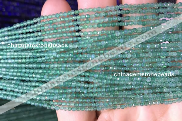 CTG827 15.5 inches 2mm faceted round tiny green agate beads