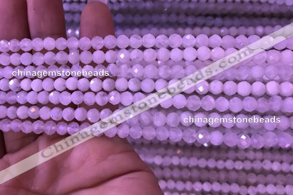 CTG833 15.5 inches 5mm faceted round tiny white moonstone beads