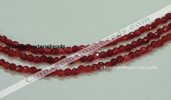 CTG85 15.5 inches 3mm faceted round tiny dyed white jade beads wholesale