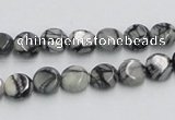 CTJ05 16 inches 8mm flat round black water jasper beads wholesale