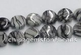 CTJ06 16 inches 10mm flat round black water jasper beads wholesale