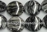 CTJ09 16 inches 20mm flat round black water jasper beads wholesale