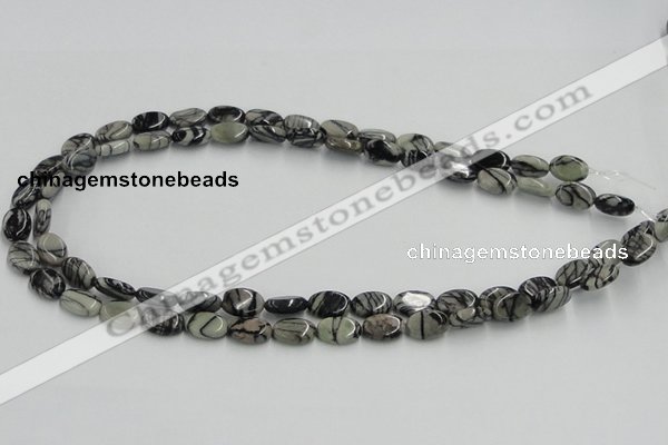 CTJ10 16 inches 8*12mm oval black water jasper beads wholesale