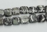 CTJ14 16 inches 10*10mm square black water jasper beads wholesale