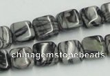 CTJ15 16 inches 12*12mm square black water jasper beads wholesale