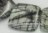 CTJ16 16 inches 35*35mm square black water jasper beads wholesale