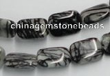 CTJ17 16 inches 12*16mm rectangle black water jasper beads wholesale