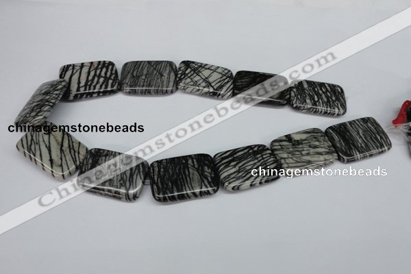 CTJ19 16 inches 25*35mm rectangle black water jasper beads wholesale