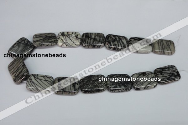 CTJ20 16 inches 20*30mm rectangle black water jasper beads wholesale