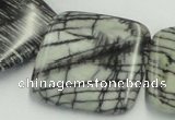 CTJ21 16 inches 40*40mm square black water jasper beads wholesale