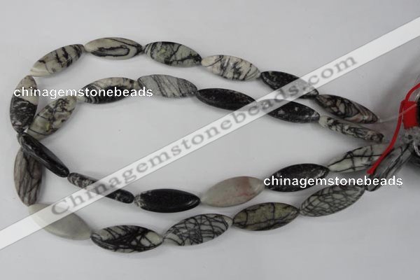 CTJ211 15.5 inches 12*28mm marquise black water jasper beads wholesale