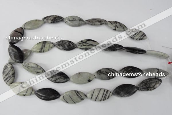 CTJ212 15.5 inches 15*30mm marquise black water jasper beads wholesale