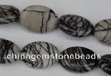 CTJ220 15.5 inches 15*20mm oval black water jasper beads wholesale