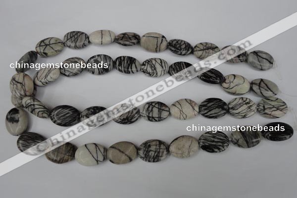 CTJ220 15.5 inches 15*20mm oval black water jasper beads wholesale