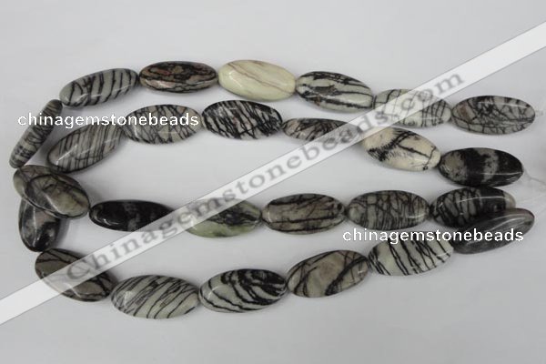 CTJ223 15.5 inches 15*30mm oval black water jasper beads wholesale