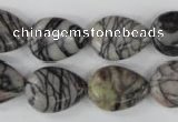 CTJ230 15.5 inches 13*18mm flat teardrop black water jasper beads