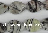 CTJ231 15.5 inches 15*20mm flat teardrop black water jasper beads