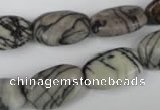 CTJ238 15.5 inches 12*18mm flat drum black water jasper beads