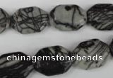 CTJ240 15.5 inches 13*18mm octagonal black water jasper beads