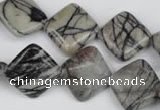 CTJ264 15.5 inches 15*15mm diamond black water jasper beads