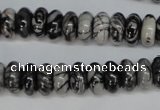 CTJ32 15.5 inches 6*12mm rondelle black water jasper beads wholesale