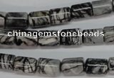 CTJ35 15.5 inches 8*10mm tube black water jasper beads wholesale