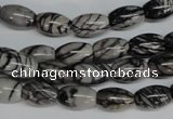 CTJ38 15.5 inches 8*12mm rice black water jasper beads wholesale