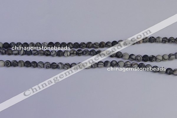 CTJ400 15.5 inches 4mm round matte black water jasper beads