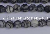 CTJ401 15.5 inches 6mm round matte black water jasper beads