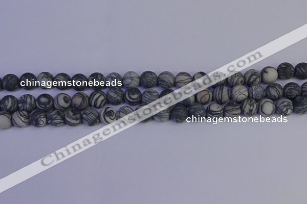 CTJ402 15.5 inches 8mm round matte black water jasper beads