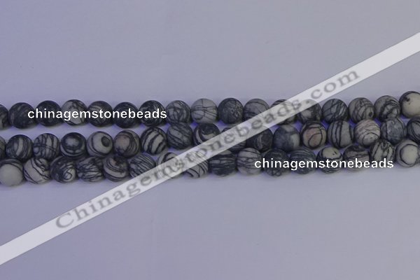 CTJ403 15.5 inches 10mm round matte black water jasper beads