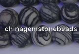 CTJ404 15.5 inches 12mm round matte black water jasper beads