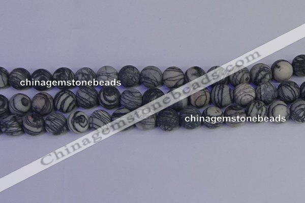 CTJ405 15.5 inches 14mm round matte black water jasper beads