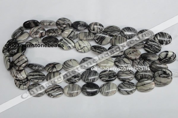 CTJ43 15.5 inches 15*20mm oval black water jasper beads wholesale