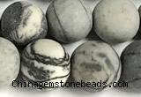 CTJ433 15 inches 10mm round matte black water jasper beads