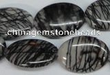 CTJ44 15.5 inches 18*25mm oval black water jasper beads wholesale